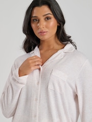 Loungeable Brown Marl Brushed Rib Long Sleeve Buttoned Pyjamas - Image 5 of 6