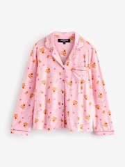 Loungeable Pink Christmas Gingerbread Button Shirt And Long Joggers Pyjamas Set - Image 7 of 8