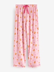 Loungeable Pink Christmas Gingerbread Button Shirt And Long Joggers Pyjamas Set - Image 8 of 8