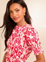 Lipsy Pink Round Neck Puff Sleeve T-Shirt - Image 1 of 4