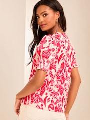 Lipsy Pink Round Neck Puff Sleeve T-Shirt - Image 4 of 4
