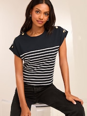 Lipsy Navy Blue Round Neck T-Shirt - Image 1 of 4