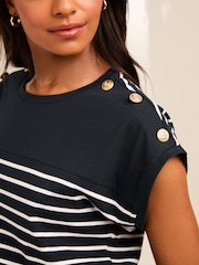 Lipsy Navy Blue Round Neck T-Shirt - Image 3 of 4