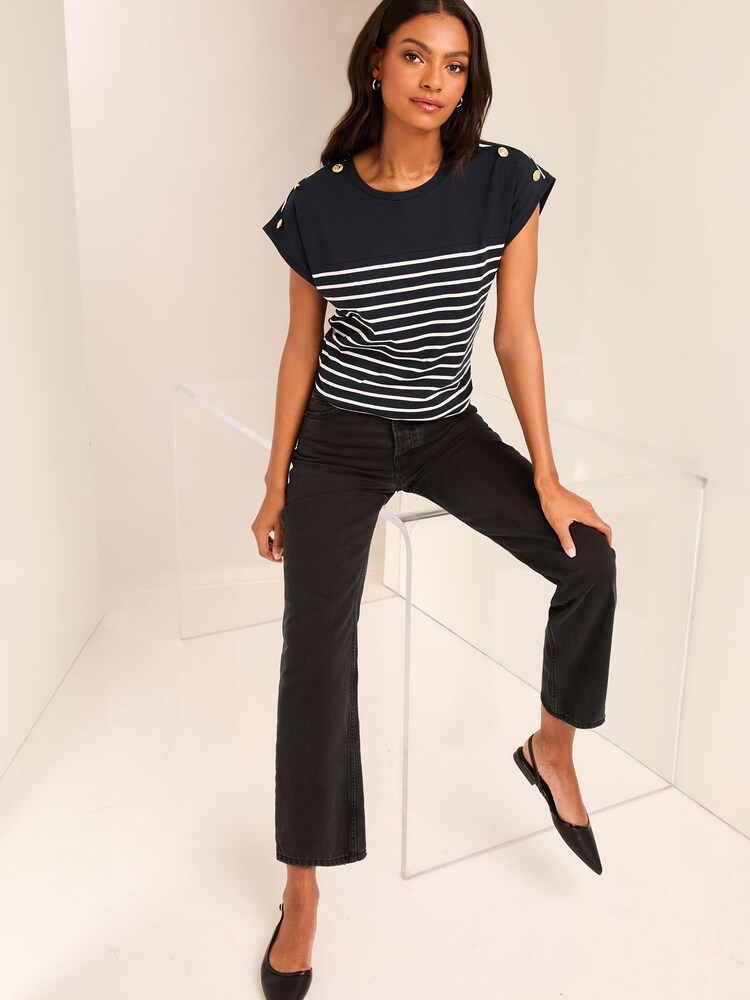 Lipsy Navy Blue Round Neck T-Shirt - Image 4 of 4