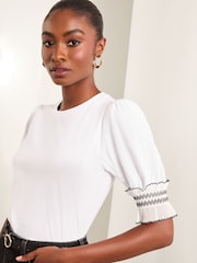 Lipsy White Puff Sleeve T-Shirt - Image 2 of 4
