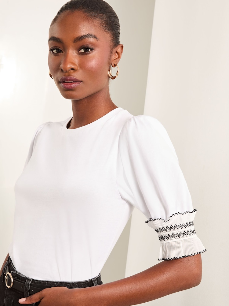 Lipsy White Puff Sleeve T-Shirt - Image 2 of 4