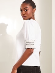 Lipsy White Puff Sleeve T-Shirt - Image 4 of 4