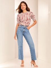 Lipsy Orange Round Neck Puff Sleeve T-Shirt - Image 4 of 4