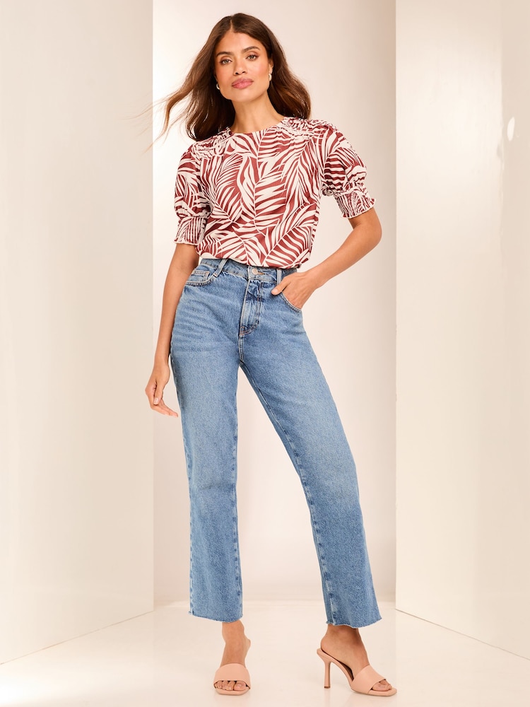 Lipsy Orange Round Neck Puff Sleeve T-Shirt - Image 4 of 4