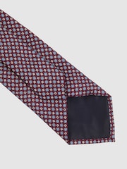 Reiss Bordeaux Mondello Silk Floral Print Tie - Image 4 of 5