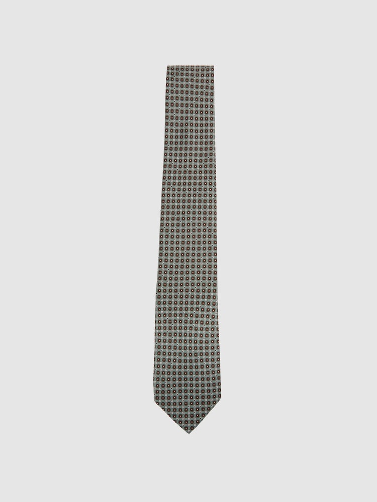 Reiss Light Green Mondello Silk Floral Print Tie - Image 1 of 5