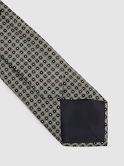 Reiss Light Green Mondello Silk Floral Print Tie - Image 4 of 5