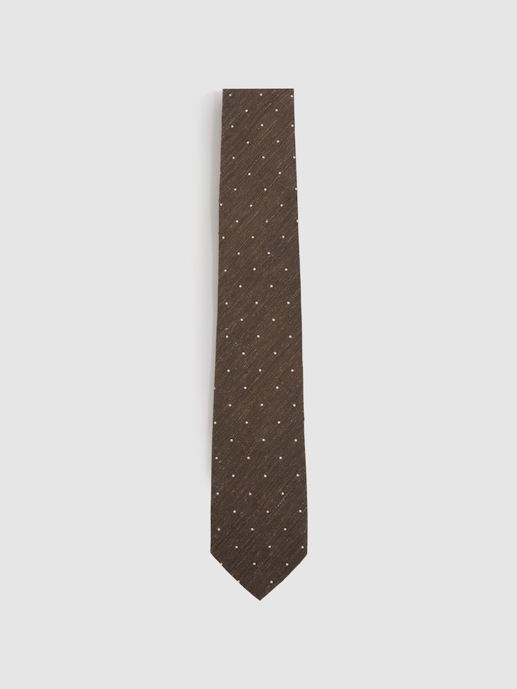 Reiss Capo Textured Silk Blend Polka Dot Tie - Imagen 1 de 5