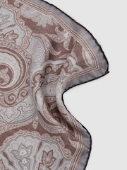 Reiss Chocolate Lucca Silk Hybrid Print Pocket Square - Image 3 of 4