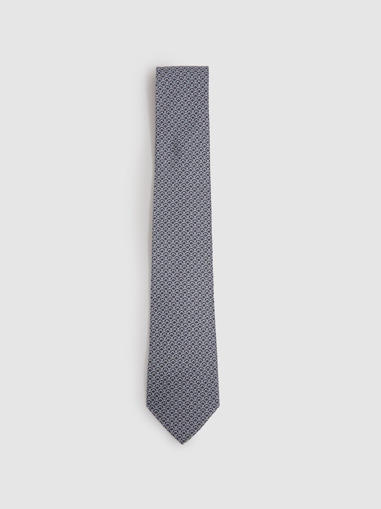 Reiss Navy Orta Silk Chain Pattern Tie - Image 1 of 4