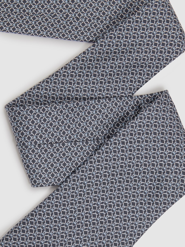 Reiss Navy Orta Silk Chain Pattern Tie - Image 2 of 4