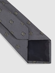 Reiss Steel Blue Parma Silk Blend Jacquard Tie - Image 4 of 5