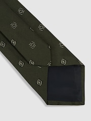 Reiss Forest Green Parma Silk Blend Jacquard Tie - Image 4 of 5