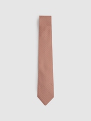Reiss Bright Orange Orta Silk Chain Pattern Tie - Image 1 of 5