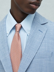 Reiss Bright Orange Orta Silk Chain Pattern Tie - Image 2 of 5
