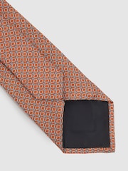Reiss Bright Orange Orta Silk Chain Pattern Tie - Image 4 of 5