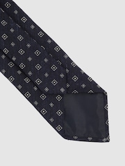Reiss Navy Anzio Silk Blend Foulard Medallion Print Tie - Image 4 of 5