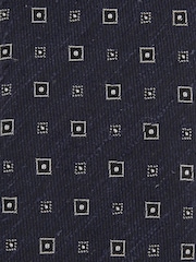 Reiss Navy Anzio Silk Blend Foulard Medallion Print Tie - Image 5 of 5