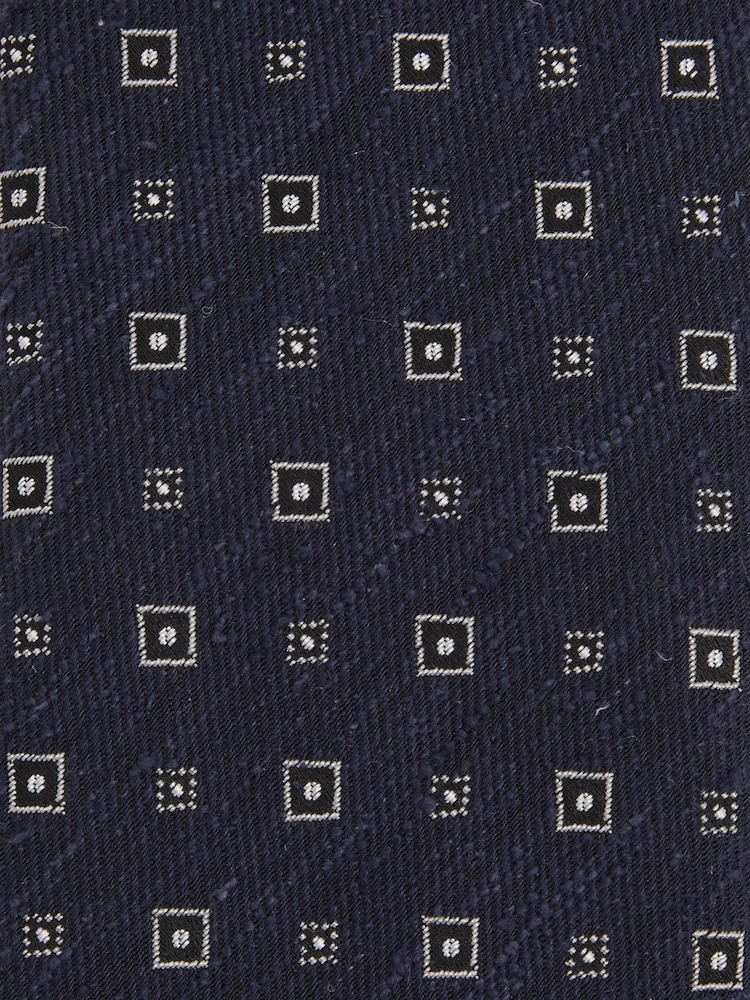 Reiss Navy Anzio Silk Blend Foulard Medallion Print Tie - Image 5 of 5 Reiss Navy Anzio Silk Blend Foulard Medallion Print Tie - Image 5 of 5