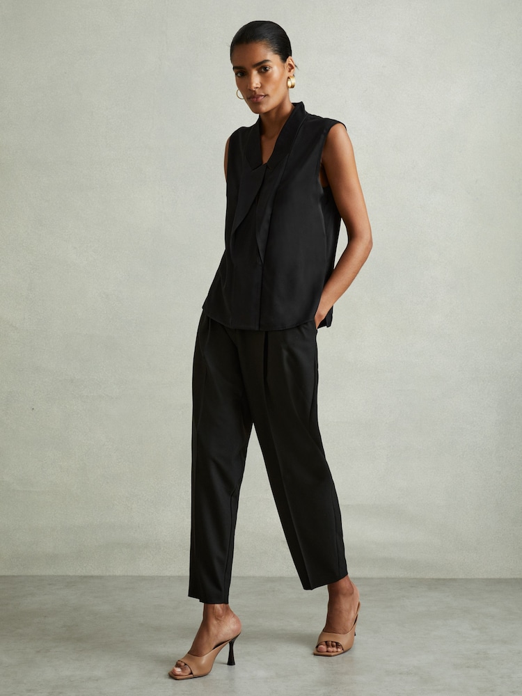 Negro - Reiss Wren Relaxed Tux Top - Imagen 1 de 5