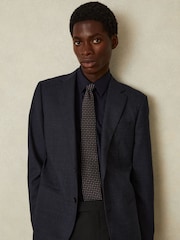 Reiss Navy/Tobacco Pelosa Silk Blend Foulard Floral Tie - Image 2 of 5