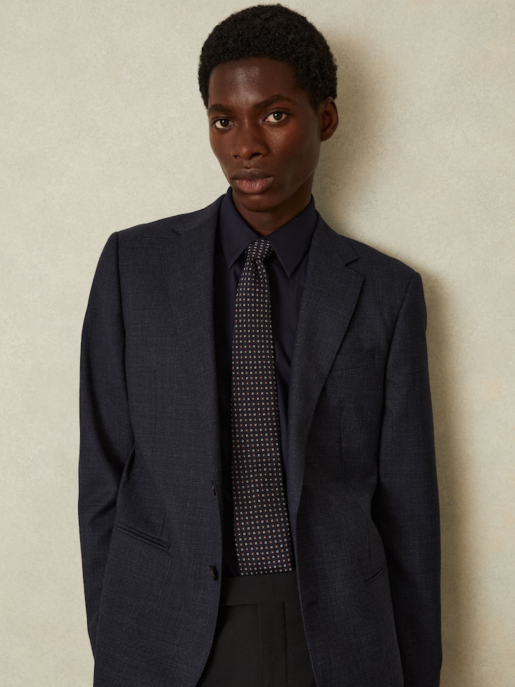 Reiss Navy/Tobacco Pelosa Silk Blend Foulard Floral Tie - Image 2 of 5