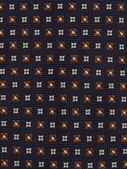 Reiss Navy/Tobacco Pelosa Silk Blend Foulard Floral Tie - Image 5 of 5