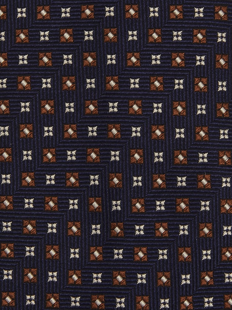 Reiss Navy/Tobacco Pelosa Silk Blend Foulard Floral Tie - Image 5 of 5