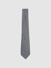 Reiss Soft Blue Mondello Silk Floral Print Tie - Image 1 of 5