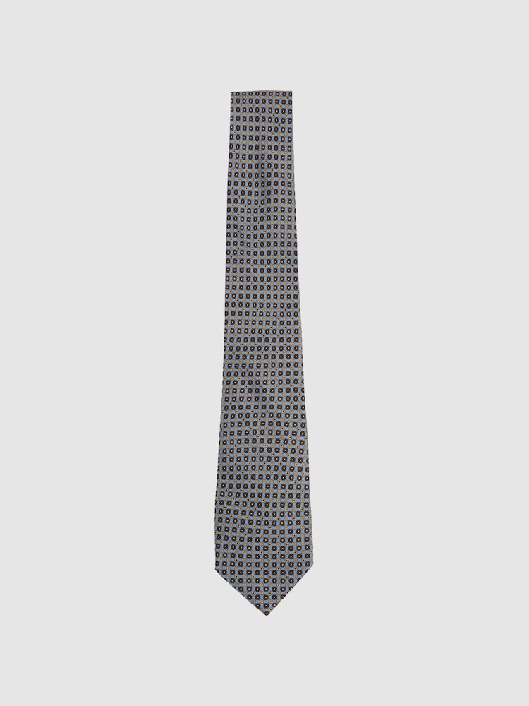Reiss Soft Blue Mondello Silk Floral Print Tie - Image 1 of 5