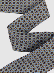Reiss Soft Blue Mondello Silk Floral Print Tie - Image 3 of 5