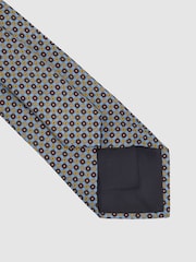 Reiss Soft Blue Mondello Silk Floral Print Tie - Image 4 of 5