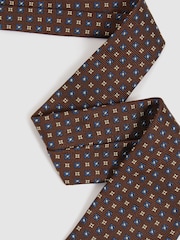 Reiss Tobacco/Navy Pelosa Silk Blend Foulard Floral Tie - Image 3 of 5