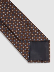 Reiss Tobacco/Navy Pelosa Silk Blend Foulard Floral Tie - Image 4 of 5