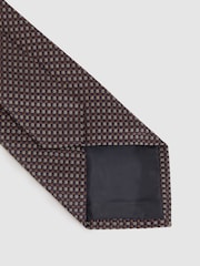 Reiss Dark Brown Atrani Silk Blend Textured Weave Tie - Image 4 of 5