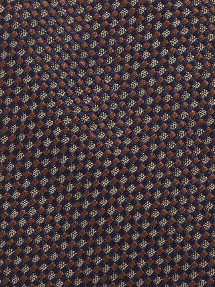 Reiss Dark Brown Atrani Silk Blend Textured Weave Tie - Image 5 of 5