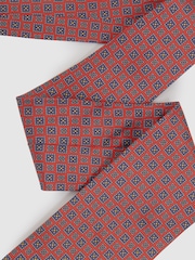 Reiss Bright Orange Aderci Silk Square Floral Tie - Image 3 of 5