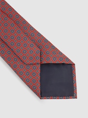 Reiss Bright Orange Aderci Silk Square Floral Tie - Image 4 of 5