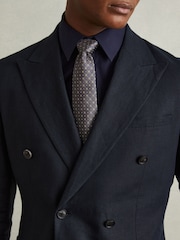 Reiss Charcoal Pelosa Silk Blend Foulard Floral Tie - Image 2 of 5