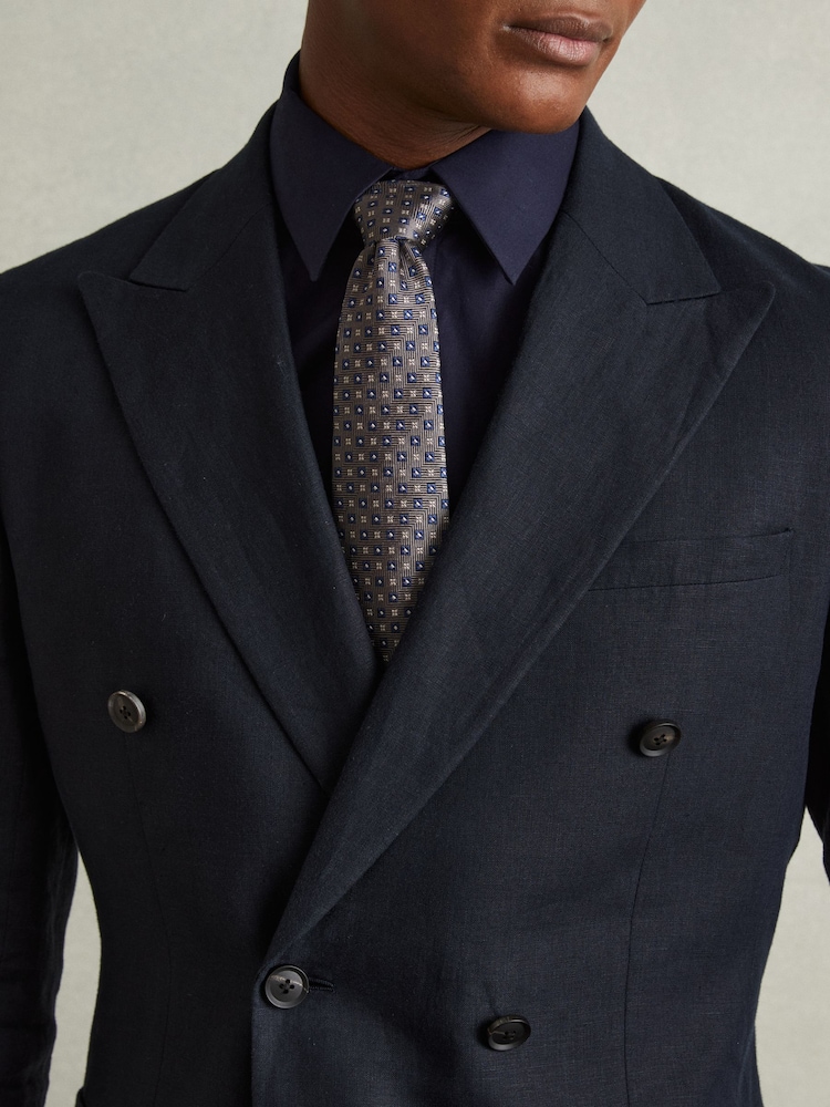 Reiss Charcoal Pelosa Silk Blend Foulard Floral Tie - Image 2 of 5