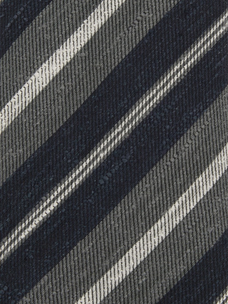 Reiss Navy/Charcoal Verona Textured Stripe Silk Blend Tie - Image 5 of 5