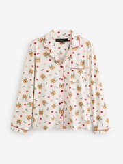 Loungeable Cream Cute Christmas Reindeer Button Shirt And Long Joggers Pyjamas Set - Image 8 of 9