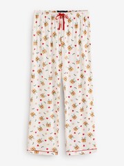 Loungeable Cream Cute Christmas Reindeer Button Shirt And Long Joggers Pyjamas Set - Image 9 of 9