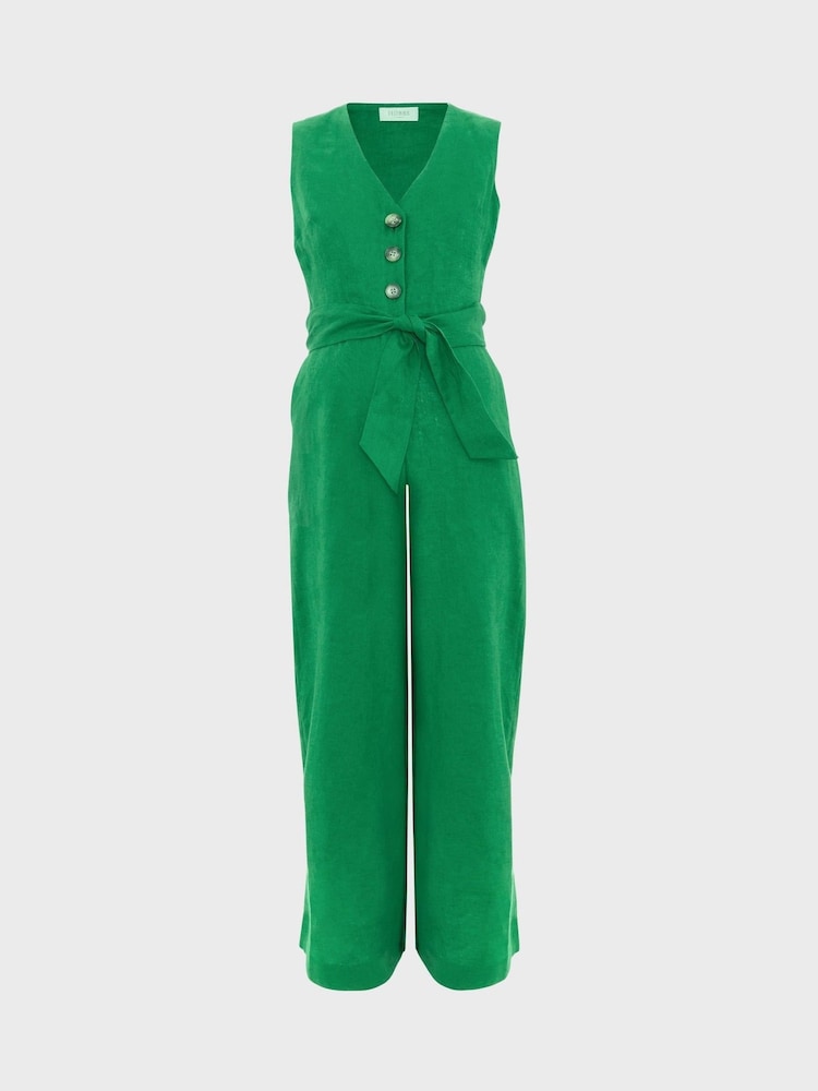 Hobbs Green 100% Linen Melodie Jumpsuit - Image 4 of 4 Hobbs Green 100% Linen Melodie Jumpsuit - Image 4 of 4