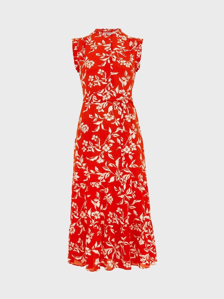 Hobbs Red Elsa Dress - Image 4 of 4 Hobbs Red Elsa Dress - Image 4 of 4